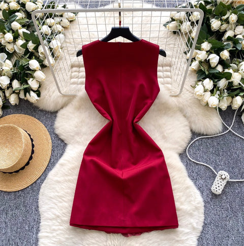 Rhinestone Studded Round Collar Dress