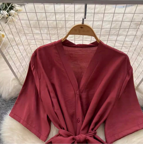Lace-up Cardigan & Trousers Soft 2Pcs