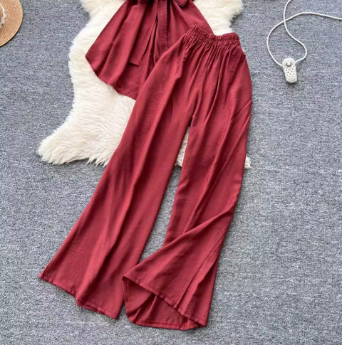 Lace-up Cardigan & Trousers Soft 2Pcs