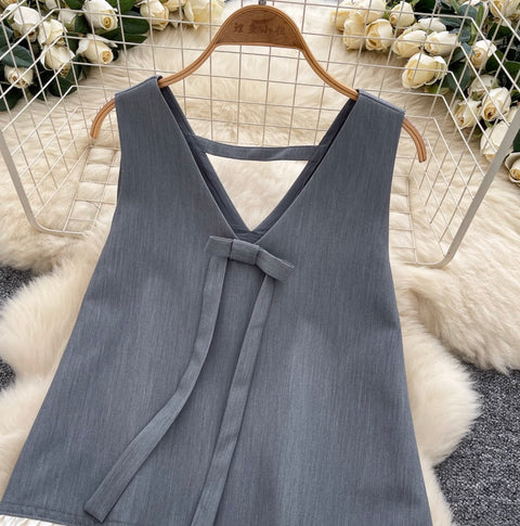 Bow-tie Vest & Skirt Niche 2Pcs