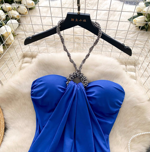 Hottie Patchwork Knotted Halter Top