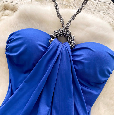 Hottie Patchwork Knotted Halter Top