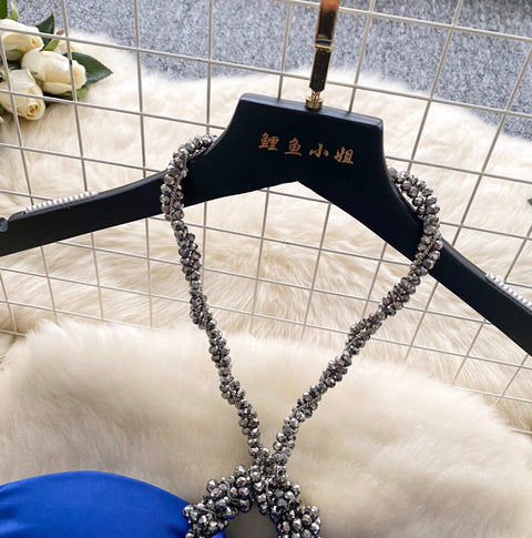 Hottie Patchwork Knotted Halter Top