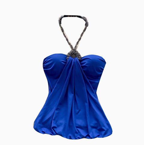 Hottie Patchwork Knotted Halter Top