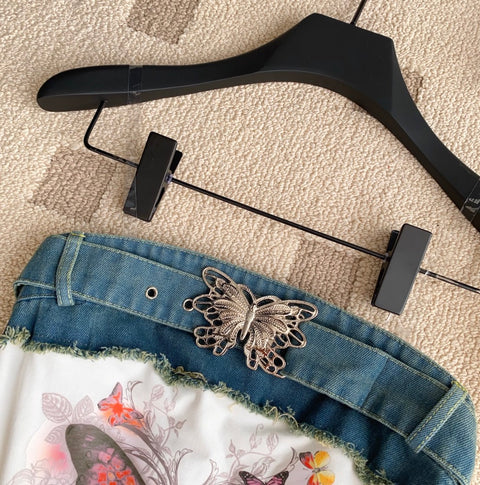 Chic Denim Patchwork Printed Camisole