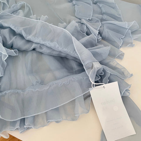 Irregular Design Fairy Blue Halter Dress