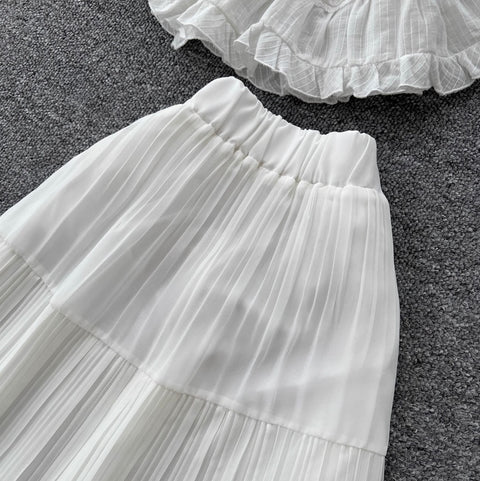 Fairy White Halter Top & Skirt Sets