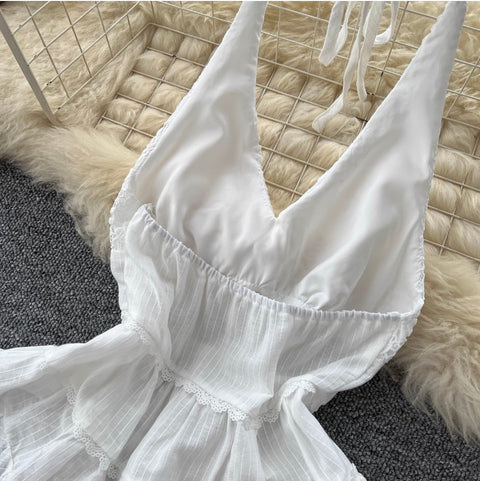 Fairy White Halter Top & Skirt Sets