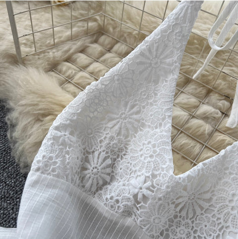 Fairy White Halter Top & Skirt Sets