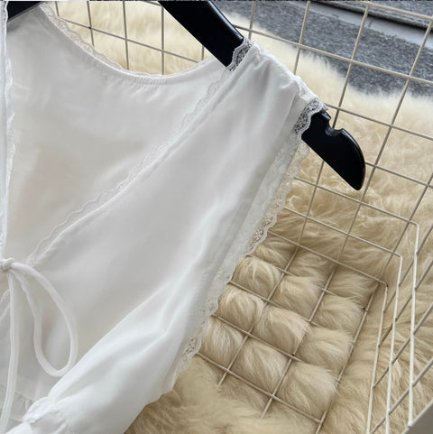 Lace Patchwork Top & Skirt 2Pcs