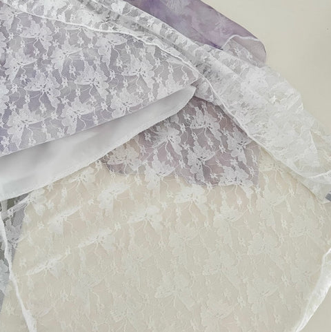 Purple Tie-dye Lace Patchwork Slip Dress