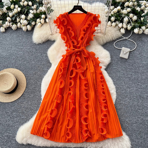 Niche Sleeveless 3D Ruffled Dress