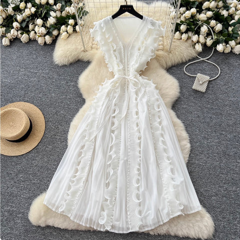 Niche Sleeveless 3D Ruffled Dress