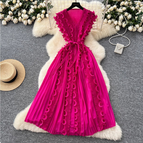 Niche Sleeveless 3D Ruffled Dress