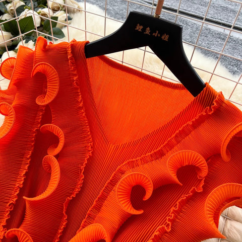 Niche Sleeveless 3D Ruffled Dress