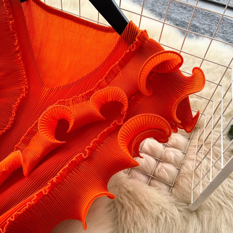 Niche Sleeveless 3D Ruffled Dress