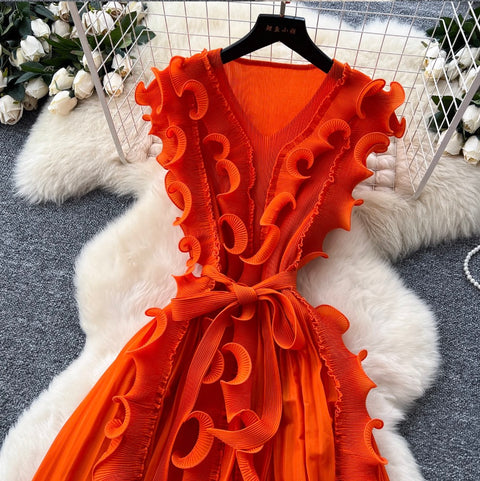 Niche Sleeveless 3D Ruffled Dress