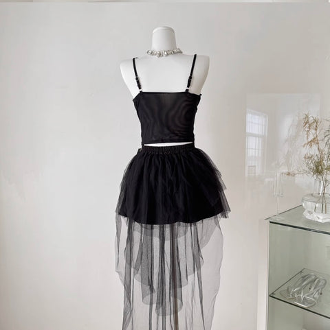 Embroidered Lace Camisole & Skirt 2Pcs