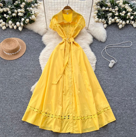 Vintage Lace Patchwork Shirt Dress