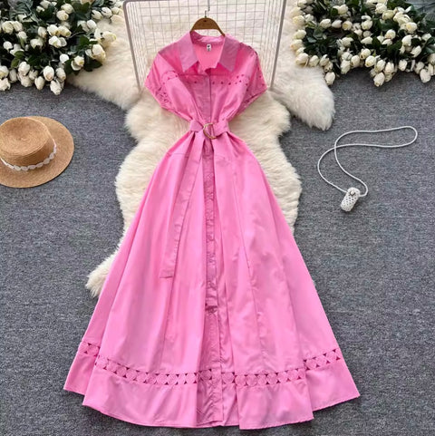 Vintage Lace Patchwork Shirt Dress