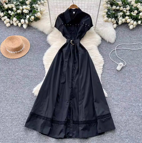 Vintage Lace Patchwork Shirt Dress