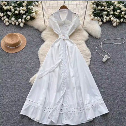 Vintage Lace Patchwork Shirt Dress