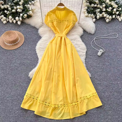 Vintage Lace Patchwork Shirt Dress