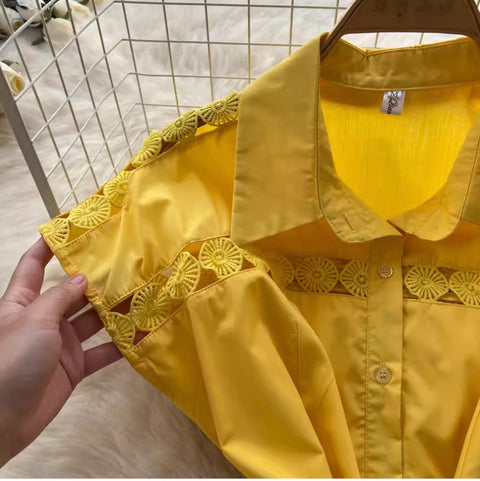 Vintage Lace Patchwork Shirt Dress