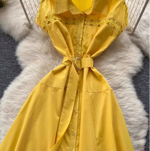 Vintage Lace Patchwork Shirt Dress