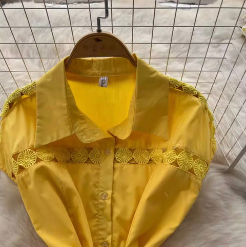 Vintage Lace Patchwork Shirt Dress