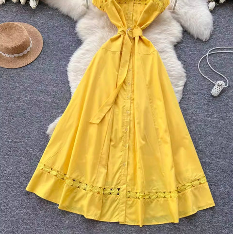 Vintage Lace Patchwork Shirt Dress