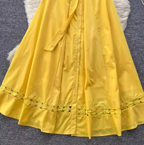 Vintage Lace Patchwork Shirt Dress