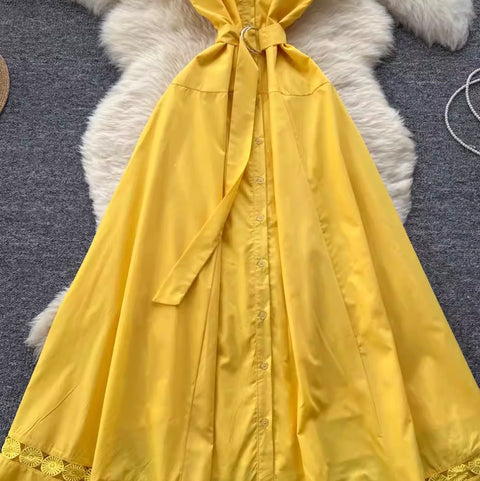 Vintage Lace Patchwork Shirt Dress