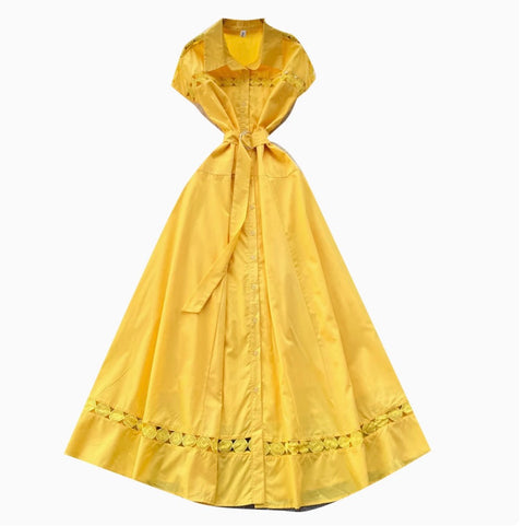 Vintage Lace Patchwork Shirt Dress