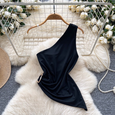 Irregular Design Knotted Slim-fit Top