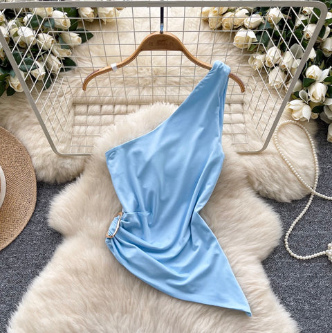 Irregular Design Knotted Slim-fit Top