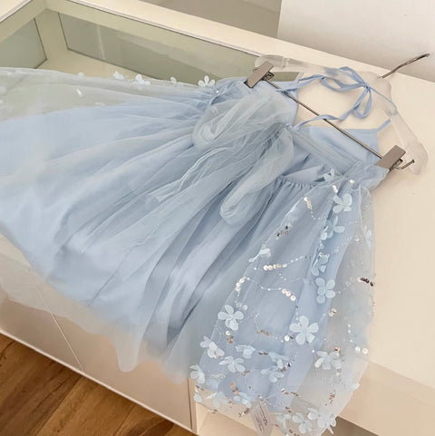 Sweetie Sequined Blue Mesh Dress