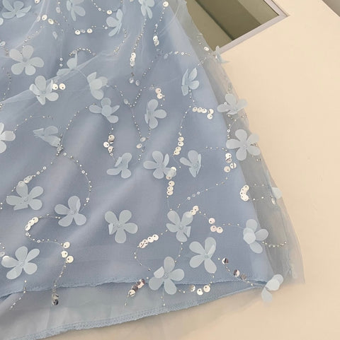 Sweetie Sequined Blue Mesh Dress