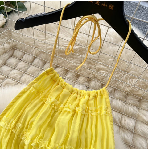 Backless Halter Top & Skirt 2Pcs