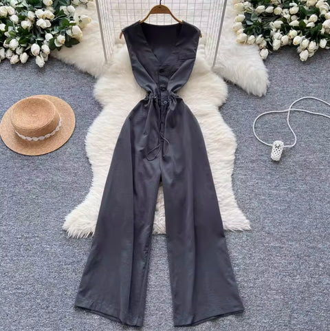 Chic Sleeveless Wide-leg Jumpsuits