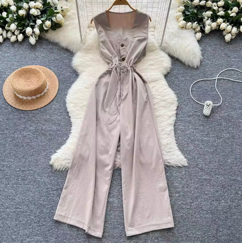 Chic Sleeveless Wide-leg Jumpsuits