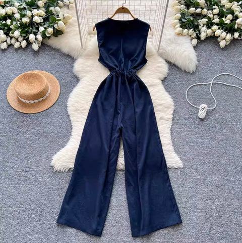 Chic Sleeveless Wide-leg Jumpsuits