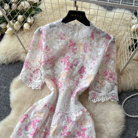 Elegant Lace Crochet Floral Dress
