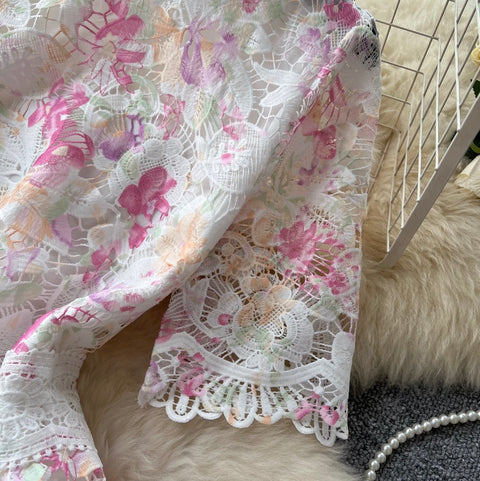 Elegant Lace Crochet Floral Dress