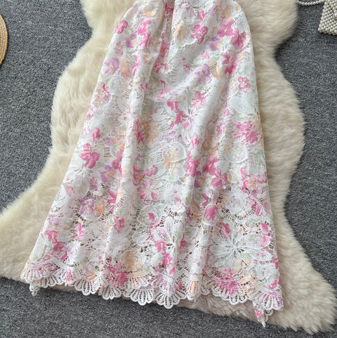 Elegant Lace Crochet Floral Dress