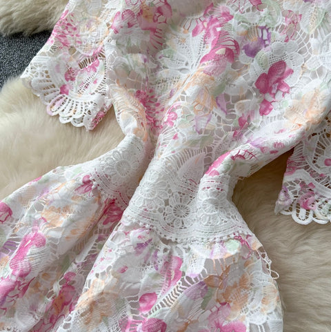 Elegant Lace Crochet Floral Dress