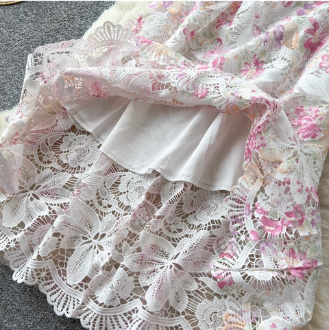 Elegant Lace Crochet Floral Dress
