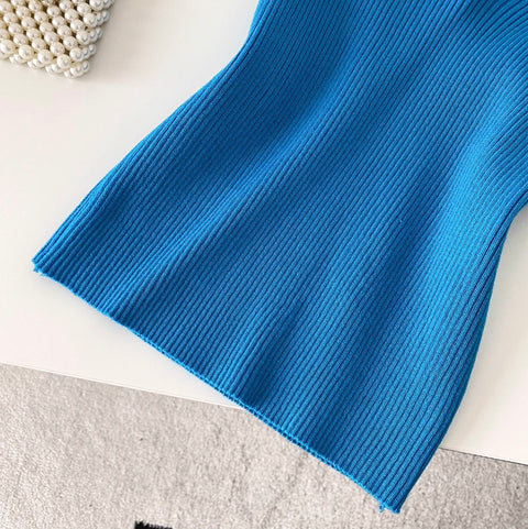 V-neck Embroidery Slim Halter Knitwear