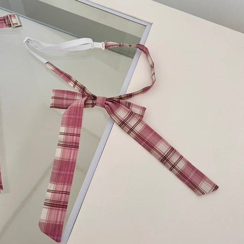 White Shirt & Pleated Plaid Skirt 2Pcs