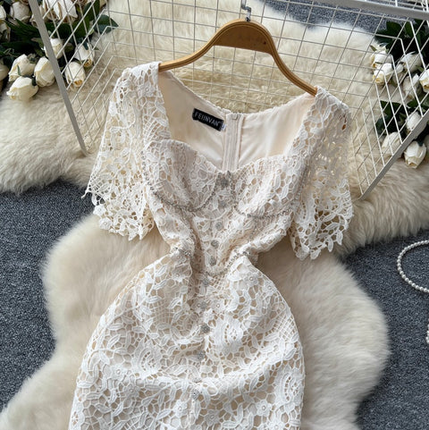 High-end Rhinestone Studded Embroidery Dress